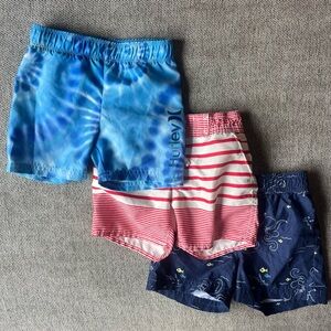GAP, Hurley and Osh Kosh Swim Shorts Trunks (Bundle of 3 shorts) 18 months GUC